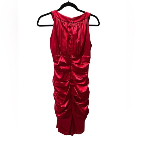 Signature by Sangria NWT Red Cocktail Satin Prom Dress Size 8 - Picture 3 of 12